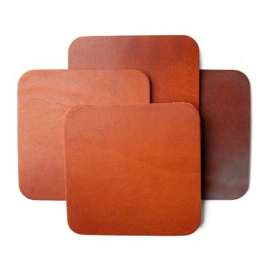 Leather Coasters 4 Pack - Square Blank - English Tan