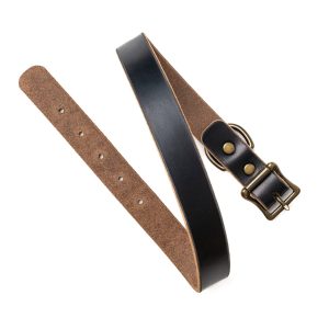 Leather Dog Collar - Black / 9"